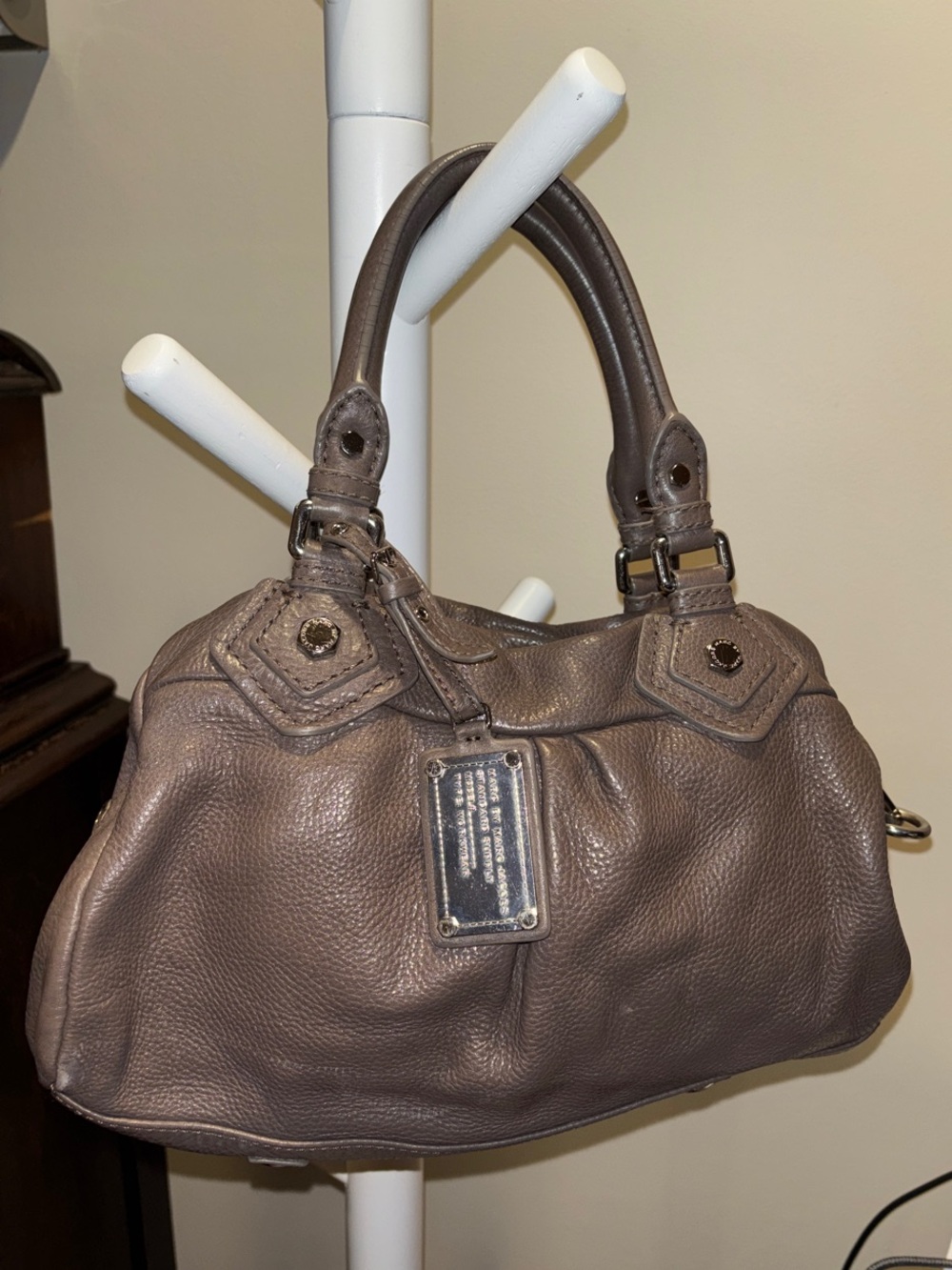 Marc by Marc Jacobs Pebbled Leather Shoulder Satchel in Taupe